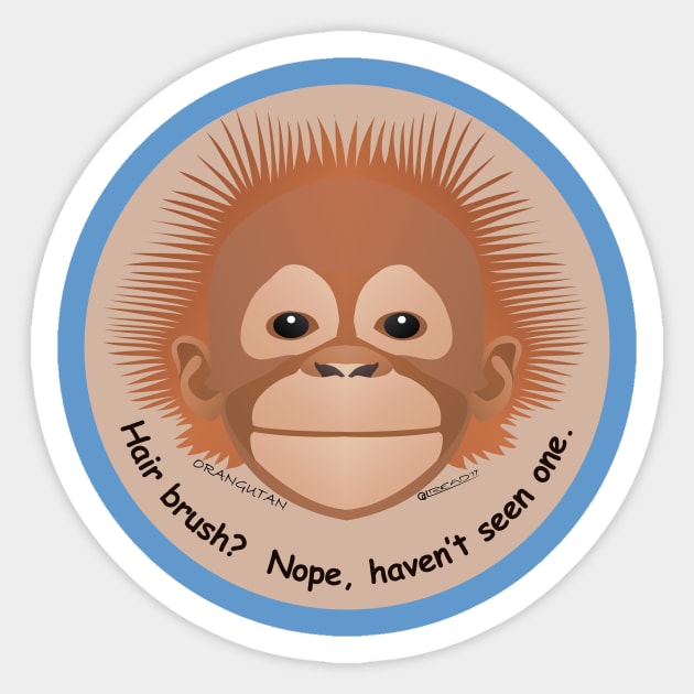 Baby Orangutan - Hair brush… nope Sticker by FunkilyMade